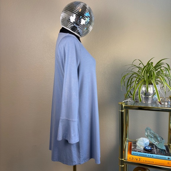 Eileen Fisher Tunic Top, Bell Sleeve, Boat Neck, Light Blue, Jersey Knit, Small - Picture 3 of 15